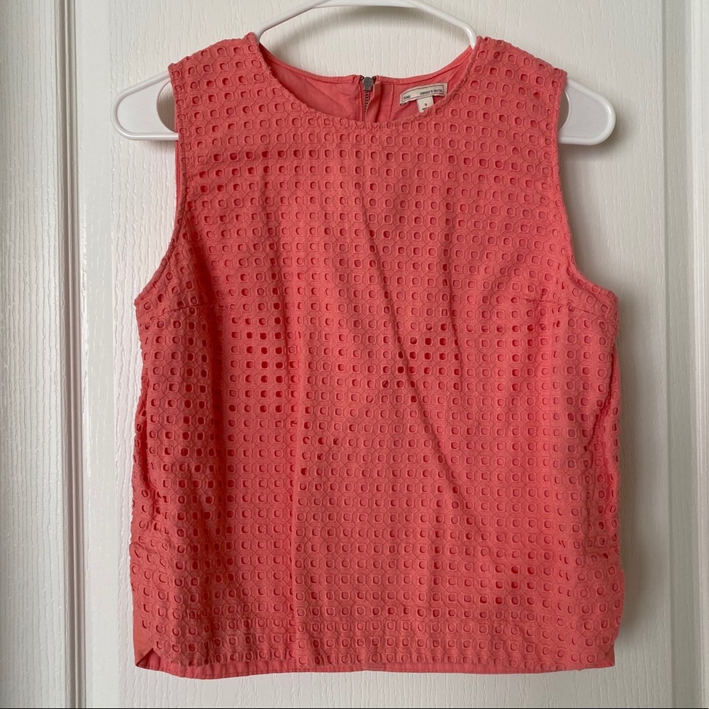 Coral pink sleeveless cropped work tank blouse XS